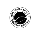 La marque « 100% énergie propre Dolomiti Energia » identifie l'origine de l'électricité issue d'une source renouvelable.